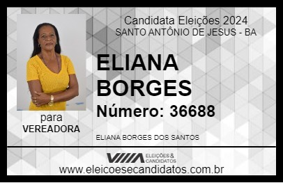 Candidato ELIANA BORGES 2024 - SANTO ANTÔNIO DE JESUS - Eleições