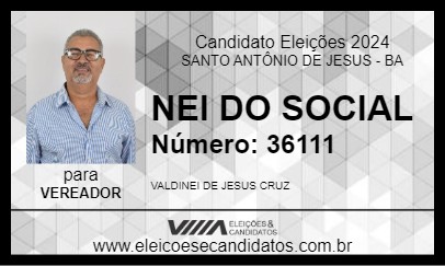 Candidato NEI DO SOCIAL 2024 - SANTO ANTÔNIO DE JESUS - Eleições