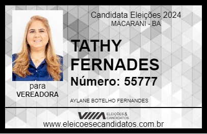 Candidato TATHY FERNADES 2024 - MACARANI - Eleições