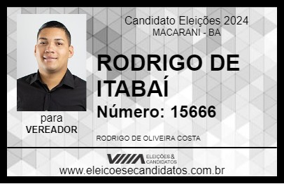 Candidato RODRIGO DE ITABAÍ 2024 - MACARANI - Eleições