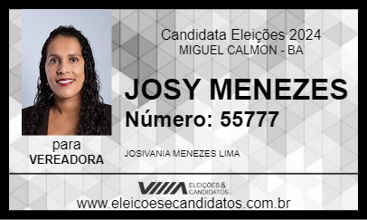 Candidato JOSY MENEZES 2024 - MIGUEL CALMON - Eleições