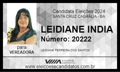 Candidato LEIDIANE INDIA 2024 - SANTA CRUZ CABRÁLIA - Eleições