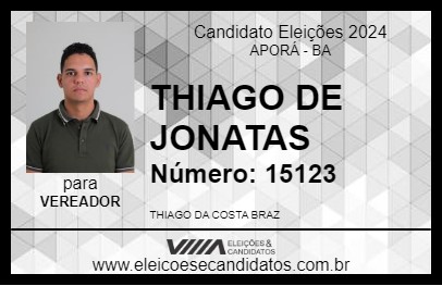 Candidato THIAGO DE JONATAS 2024 - APORÁ - Eleições