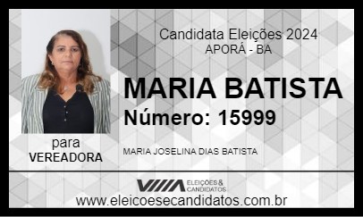 Candidato MARIA BATISTA 2024 - APORÁ - Eleições