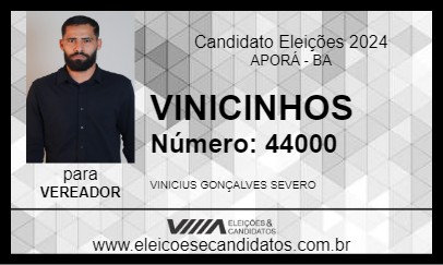 Candidato VINICINHOS 2024 - APORÁ - Eleições