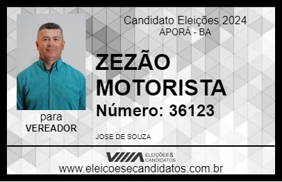 Candidato ZEZÃO MOTORISTA 2024 - APORÁ - Eleições