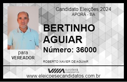 Candidato BERTINHO AGUIAR 2024 - APORÁ - Eleições