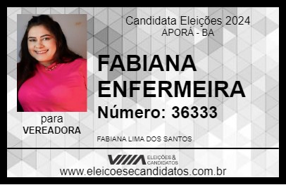 Candidato FABIANA ENFERMEIRA 2024 - APORÁ - Eleições