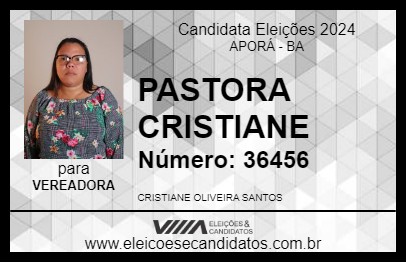 Candidato PASTORA CRISTIANE 2024 - APORÁ - Eleições