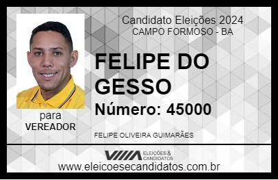 Candidato FELIPE DO GESSO 2024 - CAMPO FORMOSO - Eleições