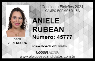 Candidato ANIELE RUBEAN 2024 - CAMPO FORMOSO - Eleições