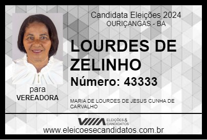 Candidato LOURDES DE ZELINHO 2024 - OURIÇANGAS - Eleições