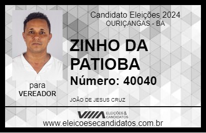 Candidato ZINHO DA PATIOBA 2024 - OURIÇANGAS - Eleições