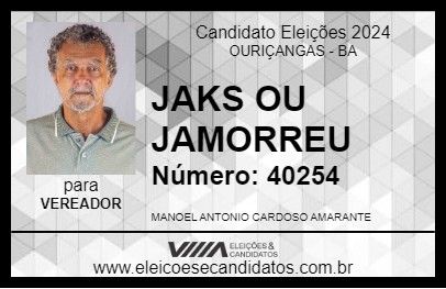 Candidato JAKS OU JAMORREU 2024 - OURIÇANGAS - Eleições