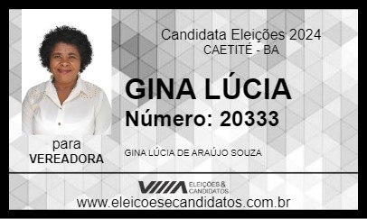 Candidato GINA LÚCIA 2024 - CAETITÉ - Eleições