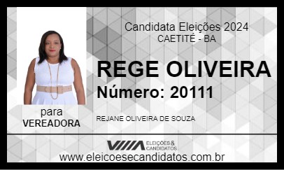 Candidato REGE OLIVEIRA 2024 - CAETITÉ - Eleições