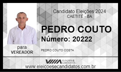 Candidato PEDRO COUTO 2024 - CAETITÉ - Eleições