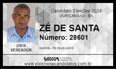 Candidato ZÉ DE SANTA 2024 - OURIÇANGAS - Eleições