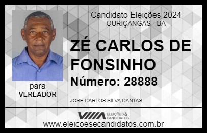 Candidato ZÉ CARLOS DE FONSINHO 2024 - OURIÇANGAS - Eleições