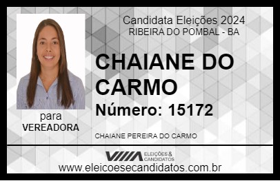 Candidato CHAIANE DO CARMO 2024 - RIBEIRA DO POMBAL - Eleições