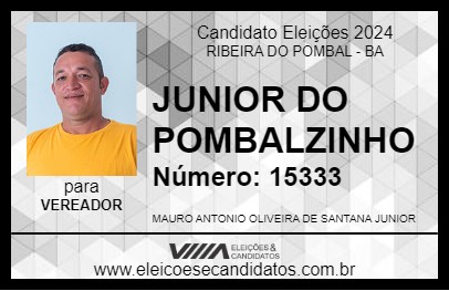 Candidato JUNIOR DO POMBALZINHO 2024 - RIBEIRA DO POMBAL - Eleições