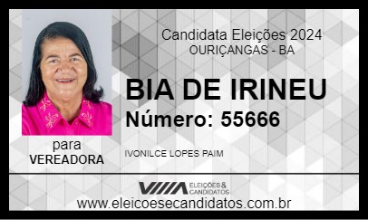 Candidato BIA DE IRINEU 2024 - OURIÇANGAS - Eleições