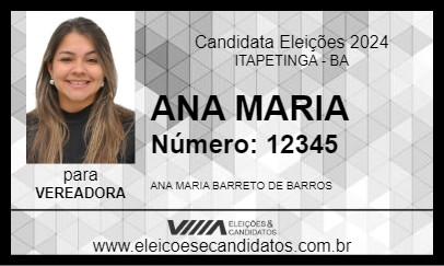 Candidato ANA MARIA 2024 - ITAPETINGA - Eleições