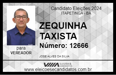 Candidato ZEQUINHA TAXISTA 2024 - ITAPETINGA - Eleições