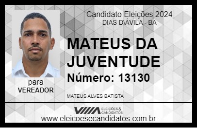 Candidato MATEUS DA JUVENTUDE 2024 - DIAS D\ÁVILA - Eleições