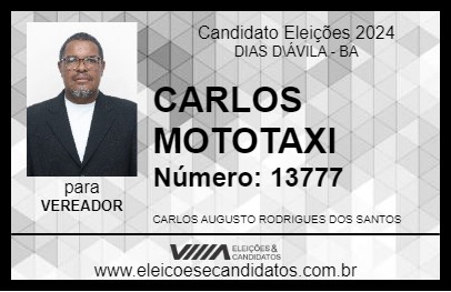 Candidato CARLOS MOTOTAXI 2024 - DIAS D\ÁVILA - Eleições