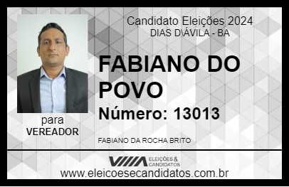 Candidato FABIANO DO POVO 2024 - DIAS D\ÁVILA - Eleições