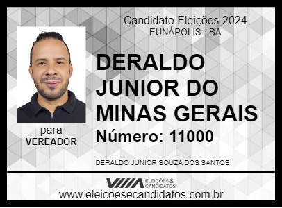 Candidato DERALDO JUNIOR DO MINAS GERAIS 2024 - EUNÁPOLIS - Eleições