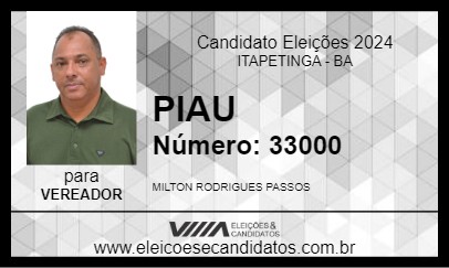 Candidato PIAU 2024 - ITAPETINGA - Eleições