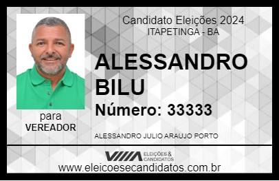 Candidato ALESSANDRO BILU 2024 - ITAPETINGA - Eleições