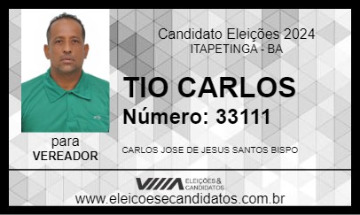 Candidato TIO CARLOS 2024 - ITAPETINGA - Eleições