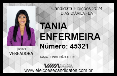 Candidato TANIA ENFERMEIRA 2024 - DIAS D\ÁVILA - Eleições