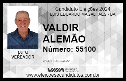 Candidato VALDIR ALEMÃO 2024 - LUÍS EDUARDO MAGALHÃES - Eleições