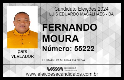 Candidato FERNANDO MOURA 2024 - LUÍS EDUARDO MAGALHÃES - Eleições