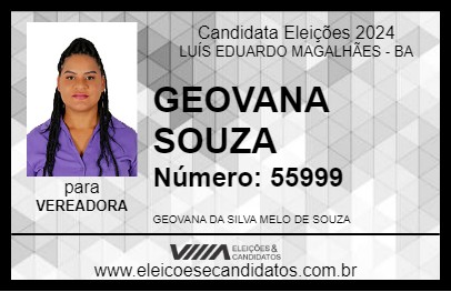 Candidato GEOVANA SOUZA 2024 - LUÍS EDUARDO MAGALHÃES - Eleições