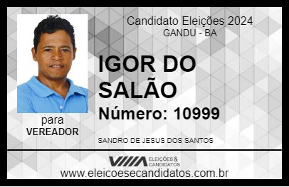 Candidato IGOR DO SALÃO 2024 - GANDU - Eleições