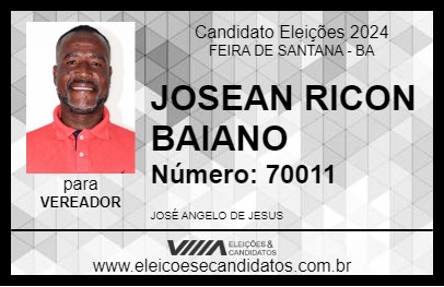 Candidato JOSEAN RICON BAIANO 2024 - FEIRA DE SANTANA - Eleições