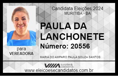 Candidato PAULA DA LANCHONETE 2024 - MURITIBA - Eleições