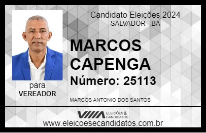 Candidato MARCOS CAPENGA 2024 - SALVADOR - Eleições