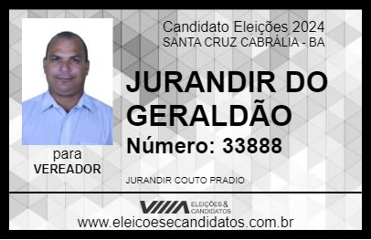 Candidato JURANDIR DO GERALDÃO 2024 - SANTA CRUZ CABRÁLIA - Eleições