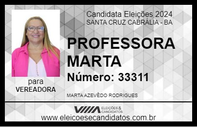 Candidato PROFESSORA MARTA 2024 - SANTA CRUZ CABRÁLIA - Eleições