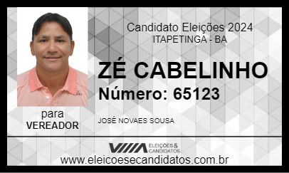 Candidato ZÉ  CABELINHO 2024 - ITAPETINGA - Eleições