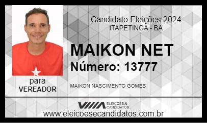 Candidato MAIKON NET 2024 - ITAPETINGA - Eleições