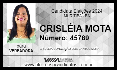 Candidato CRISLÉIA MOTA 2024 - MURITIBA - Eleições