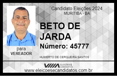 Candidato BETO DE JARDA 2024 - MURITIBA - Eleições