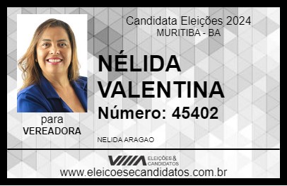 Candidato NÉLIDA VALENTINA 2024 - MURITIBA - Eleições